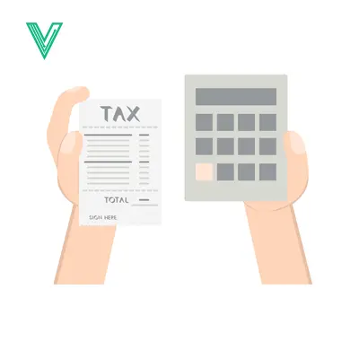 Hands holding tax document and calculator for financial calculation