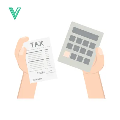 Hands holding tax receipt and calculator for financial calculation