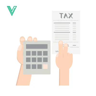 Hands holding calculator and tax document for financial calculation