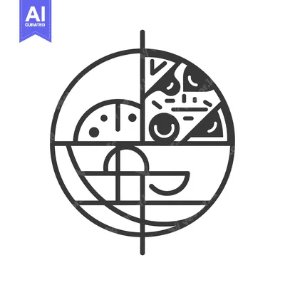 Aset desain premium: Abstract Geometric Design of a Circle Divided Into Four Sections