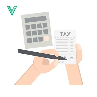 Person filling out tax form with calculator and pen