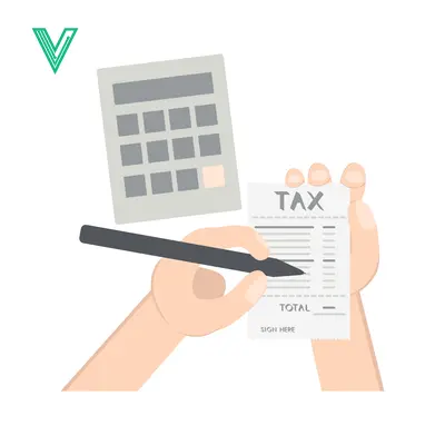 Hands calculating taxes with calculator and receipt