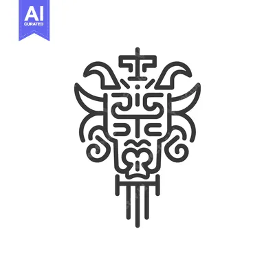 Aset desain premium: Abstract Geometric Design of a Stylized Animal Head