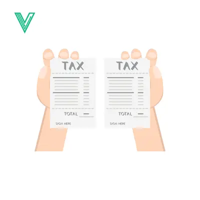 Two Hands Holding Tax Documents Showing Financial Information