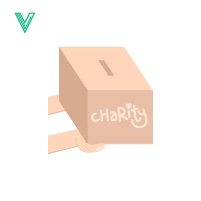 Charity Donation Box with Hand Illustration