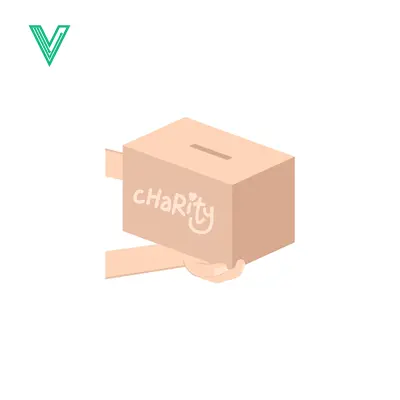 Charity Donation Box with Handles Isometric View