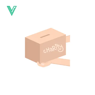 Charity Donation Box with Ribbon and Logo