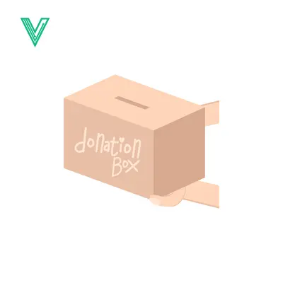 Isometric Donation Box with Slot and Text