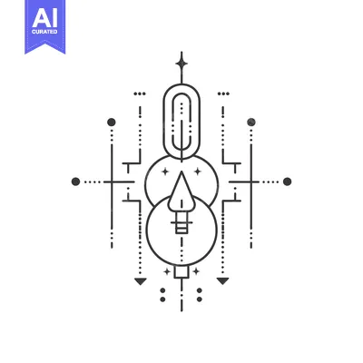 Aset desain premium: Abstract Geometric Design with a Central Arrow and Circles
