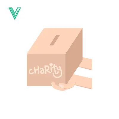 Charity Donation Box with Hands Reaching Out