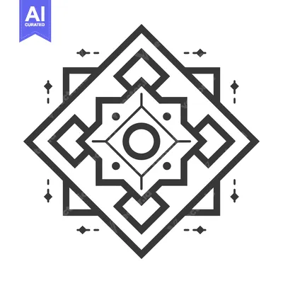 Aset premium populer: Abstract geometric design with a central circle and a diamond pattern
