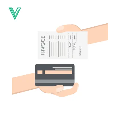 Hands exchanging invoice and credit card for payment