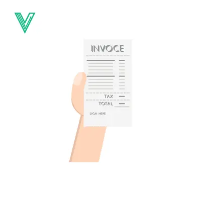 Aset desain premium: Hand holding an invoice document with financial details