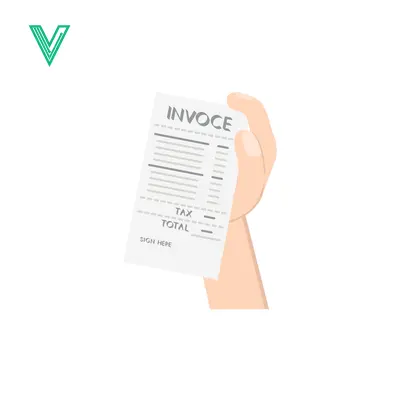 Hand holding an invoice document representing financial transactions and business