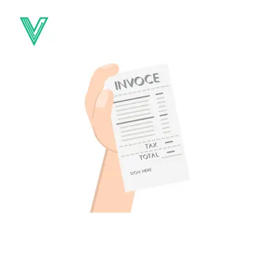 Hand holding an invoice receipt with tax and total amount