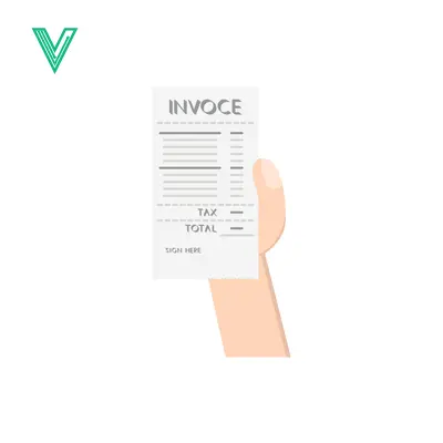 Aset desain premium: Hand holding an invoice document with tax and total amounts