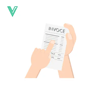 Hand pointing at an invoice document business finance concept