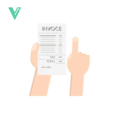 Hand Holding Invoice Document with Tax and Total Amounts