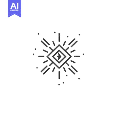 Aset desain premium: Abstract geometric design with a central diamond shape and radiating l