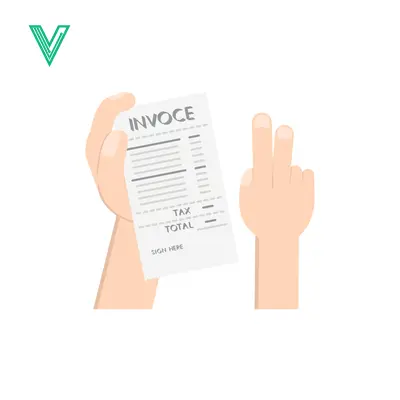 Hands Holding Invoice Document with Tax Form Details