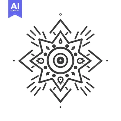 Aset premium populer: Abstract geometric design with a central eye-like shape surrounded by