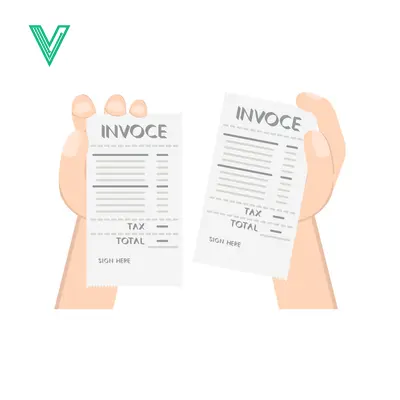 Torn Invoice Held by Hands Financial Document Split
