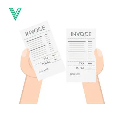 Two hands holding invoices comparing financial documents