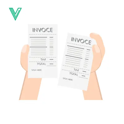 Two Hands Holding Invoices Showing Tax and Total Amounts