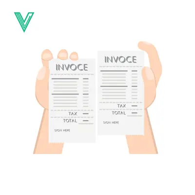 Hands holding two invoices financial document comparison