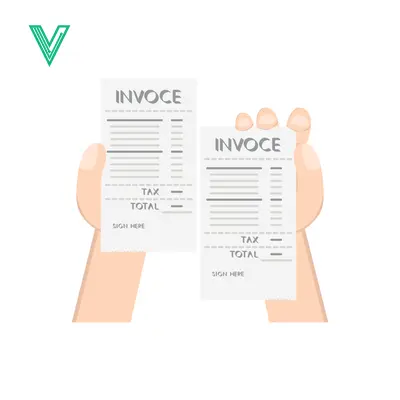 Hands holding two invoices side by side comparison