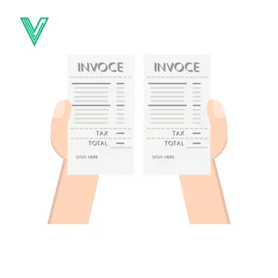 Two hands holding invoices financial document concept