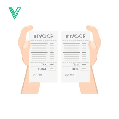 Two invoices held by hands financial document concept