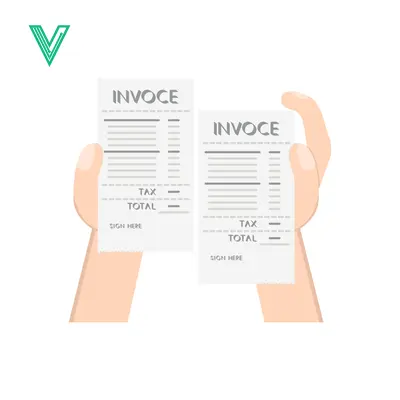 Aset premium populer: Two hands holding identical invoices side by side comparison