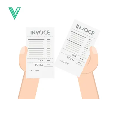 Two Hands Holding Invoices Showing Financial Records