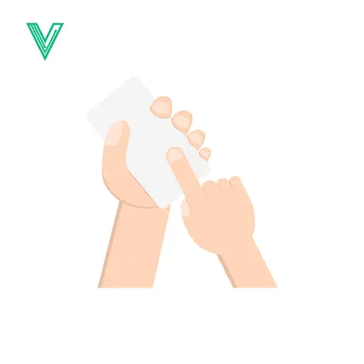 Hand Holding and Touching a White Card