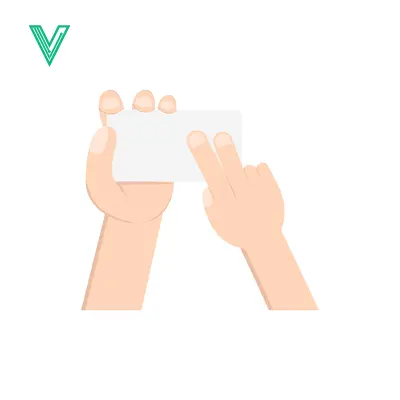 Hands holding a blank white card isolated on white background