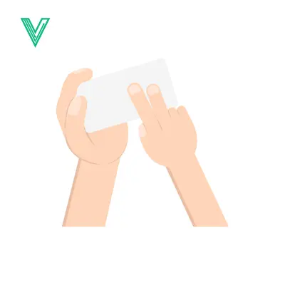 Hands holding a blank white card for text or design