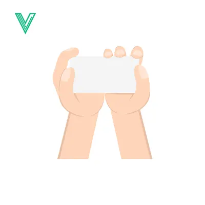 Two Hands Holding a Blank White Card