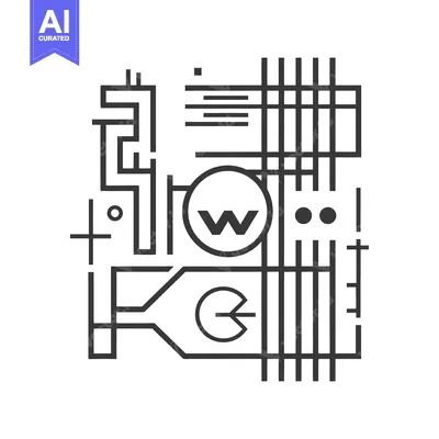 Aset premium populer: Abstract Geometric Design with a Circle Containing the Letter "W"