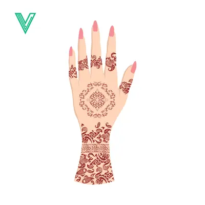 Beautiful Henna Tattoo Design on Womans Hand