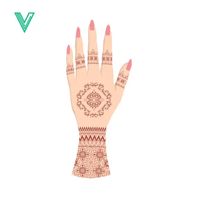 Beautiful Henna Tattoo Design on a Womans Hand