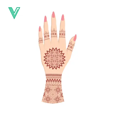 Intricate Henna Tattoo Design on a Womans Hand