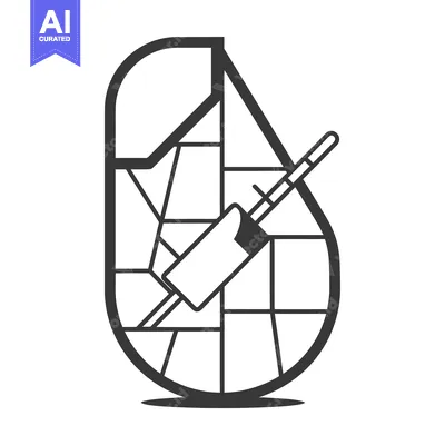 Aset desain premium: Abstract Geometric Design with a Curved Frame and a Straight Line Elem