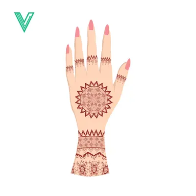 Beautiful Henna Tattoo Design on Womans Hand
