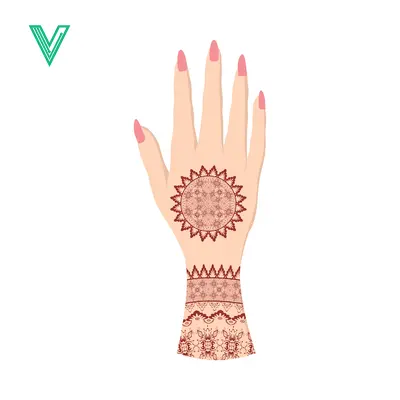 Beautiful Henna Tattoo Design on Womans Hand