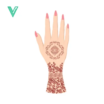 Beautiful Henna Tattoo Design on Womans Hand