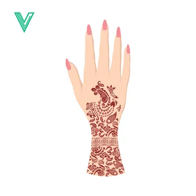 Beautiful Henna Tattoo Design on Womans Hand