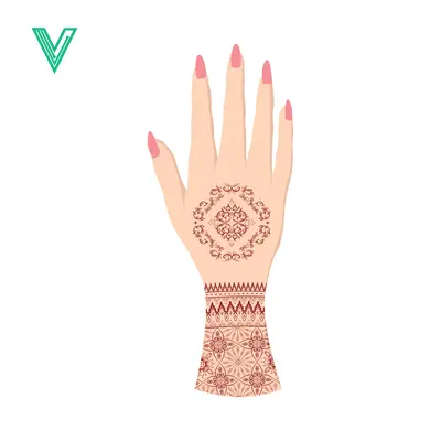 Beautiful Henna Tattoo Design on Womans Hand