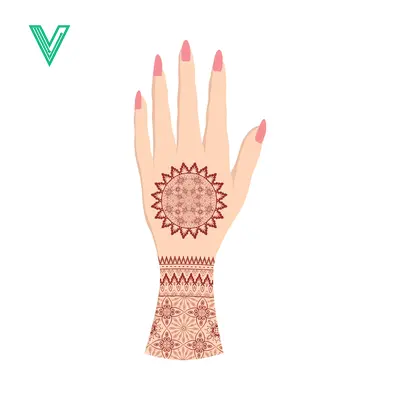 Beautiful Henna Tattoo Design on Womans Hand
