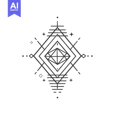 Aset desain premium: Abstract Geometric Design with a Diamond in the Center